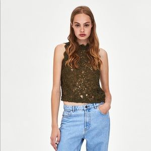 ❤️❤️❤️HOST PICK NWT’s Zara Lace Green top Large